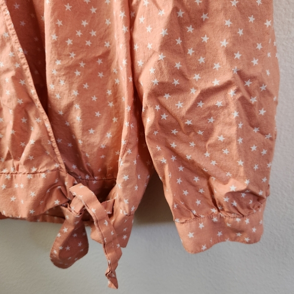 Madewell Women's Wrap Top‎ Shirt In Star Scatter Coral Peach Size Medium - Picture 5 of 9